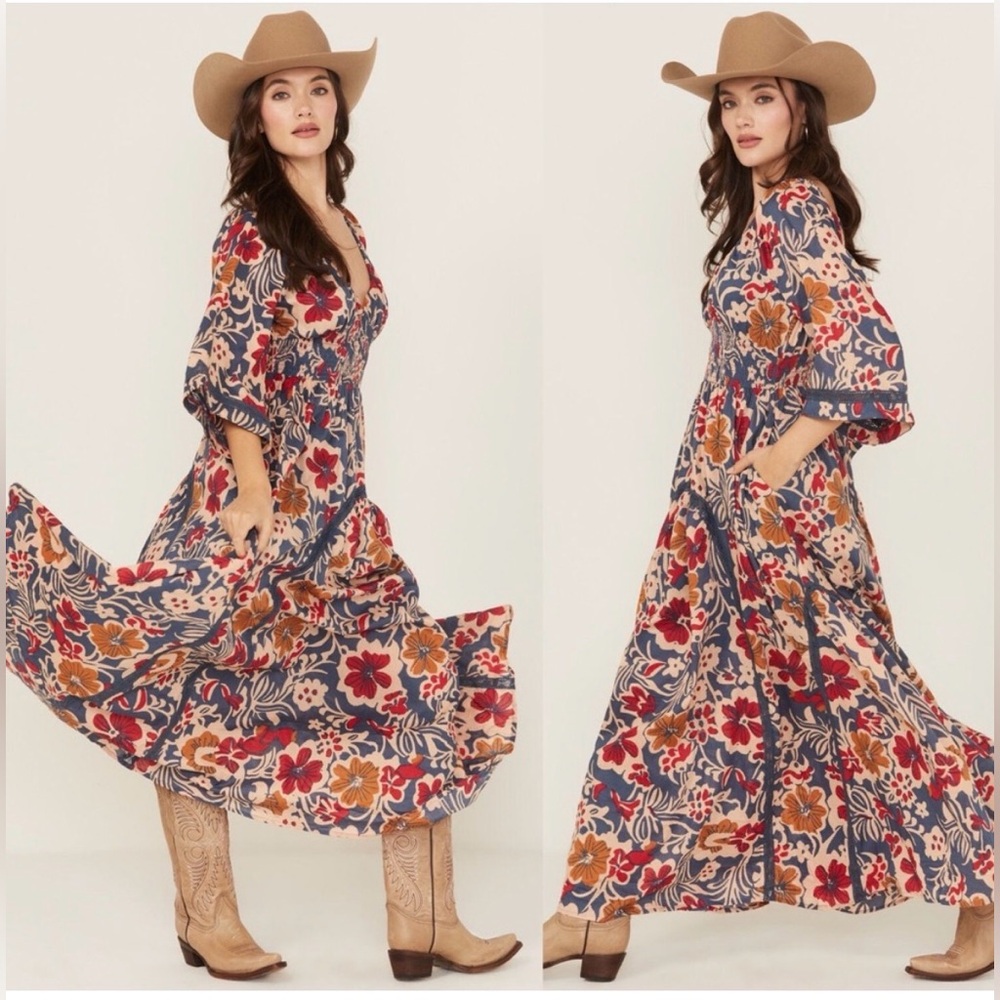 Free People Women’s floral print Dixie Maxi Dress medium - Picture 3 of 9